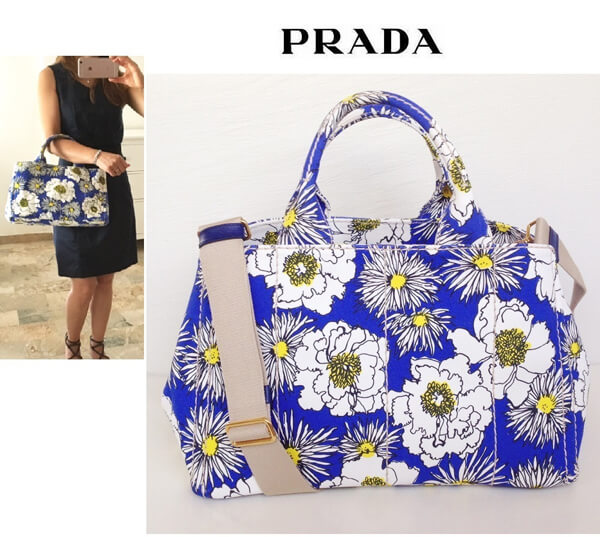 国内即納☆可愛い花柄♪《PRADA》プラダスーパーコピー  CANAPA 2WAY トートバッグ (M) B2642B