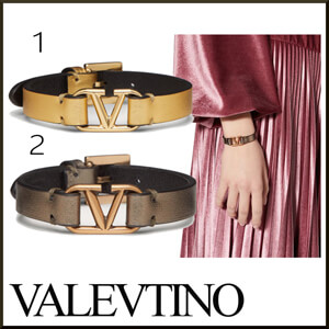 【ヴァレンティノ】 VLOGO SIGNATURE BRACELET IN METALLIC NAPPA