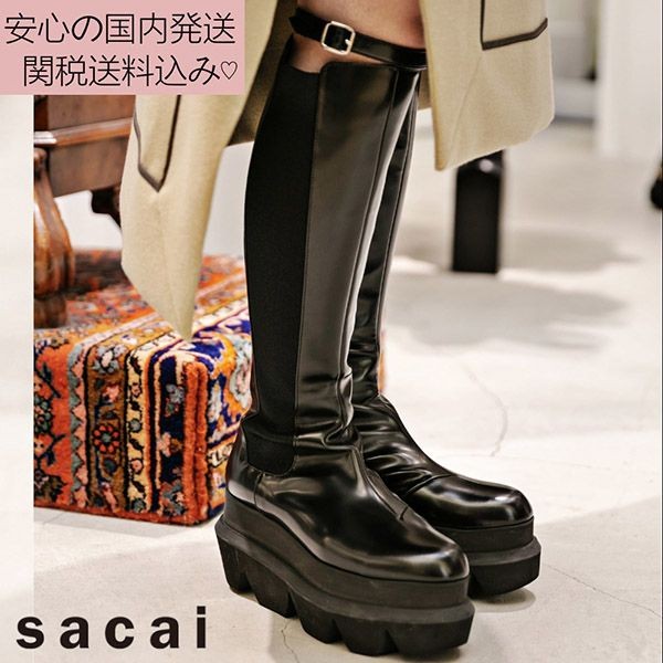 [sacai]LEAHER BOOTS☆プラットフォームレザーチェルシーブーツ21-05758