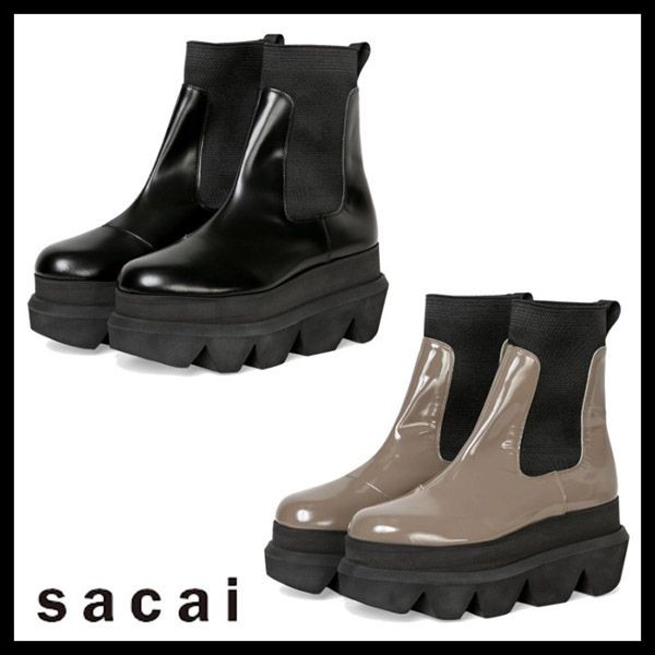 ♡足元上品に♪【sacai】Platform Boots 偽物プラットフォームブーツ21-05759選べる2色