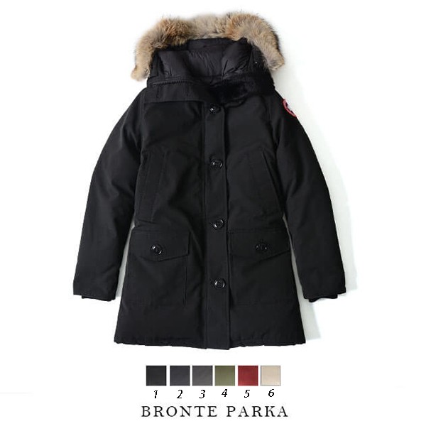 秋冬新作 カナダグース 偽物 BRONTE PARKA ブロンテ フードファー ダウンジャケット ミドルコート 6色