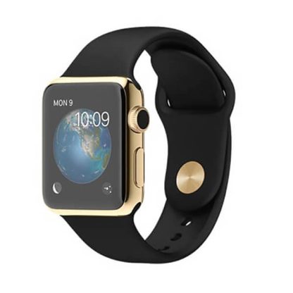 アップルウォッチ 偽物 38/42mm 18Kイエローゴールドケース付きブラックスポーツバンド 21061818