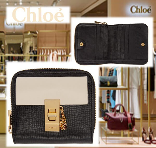 2018-19秋冬新作 クロエ財布スーパーコピー CHLOE☆Drew素敵な バイカラー折り畳み財布