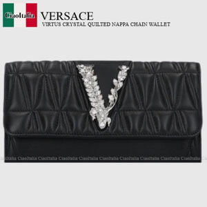 ヴェルサーチ　VIRTUS CRYSTAL QUILTED NAPPA CHAIN WALLET