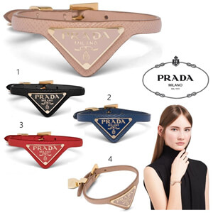 【PRADA】メタル三角ロゴ☆サフィアーノブレスレット*1IB309_053