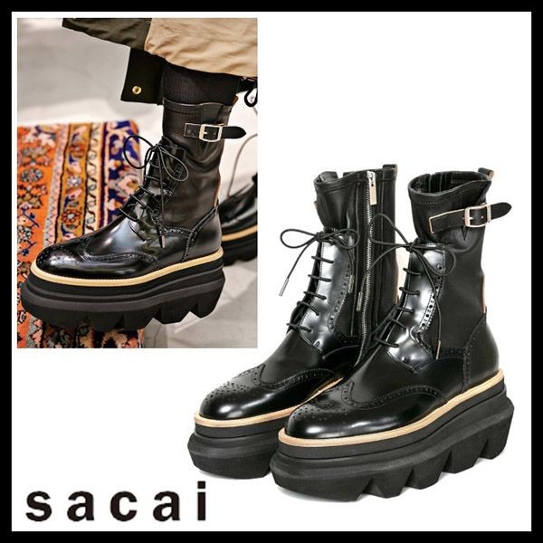 クール＆スタイリッシュ★sacai 偽物★Wingtip Engineer Sock Boots