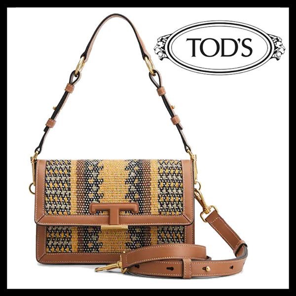 TODS コピー☆フラップバッグ ファブリック レザー Tロゴ 2WAY XBWTSINS100RD60O94