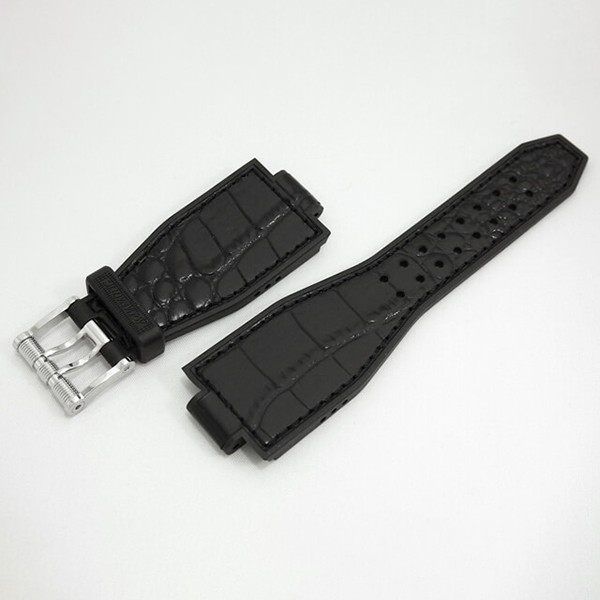 アクアノウティック AQUANAUTIC 47mmキングサブコマンダー用 純正ストラップ STRAP KCS Y01 カーフ クロコ型押 ラバー ブラック